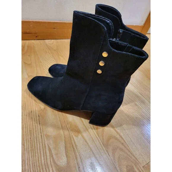 Gabor Boots Women's Mid Calf Suede Leather Black Booties Size 7 M US 4.5 UK - Picture 2 of 6